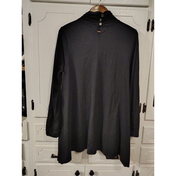 Neon Buddha Tunic Top Women Cowl Neck Asymmetrical Hem Black Large - Picture 6 of 8